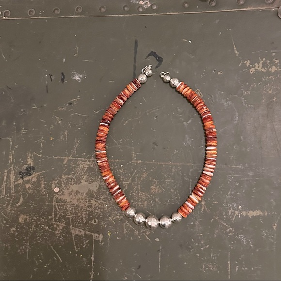 Hand Crafted Jewelry - Hand Crafted  “One of a Kind” Red Spiny Oyster & Sterling Silver Necklace